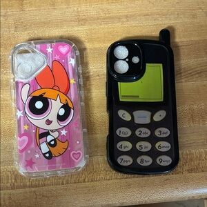 Cartoon Character Phone Case Set - Pink and Black